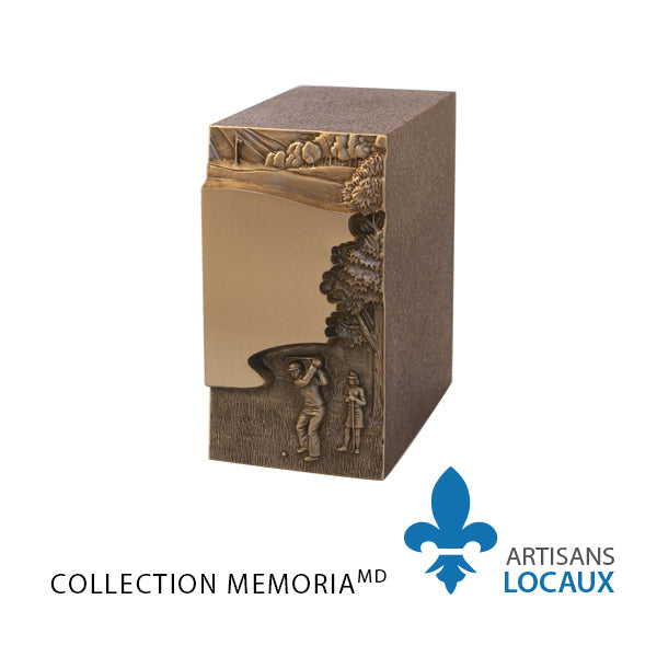 Bronze urn with ornate front