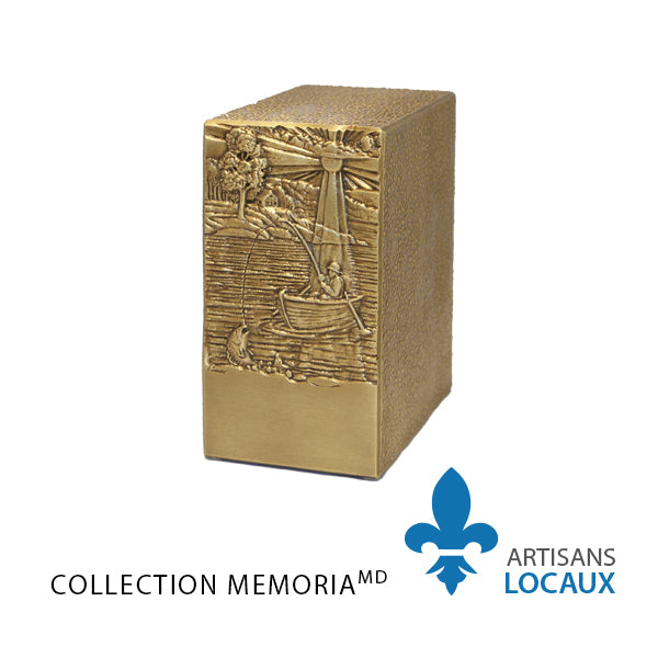 Brass urn with ornate front