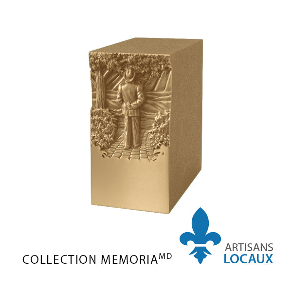 Bronze urn with ornate front