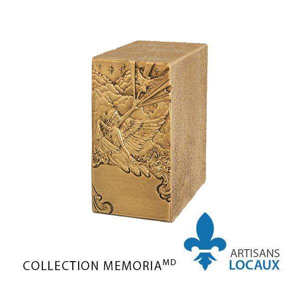 Brass urn with ornate front