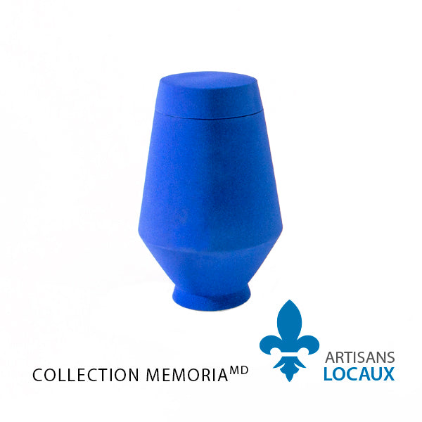 Matte blue ceramic urn