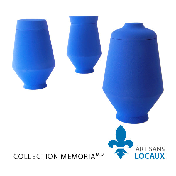Matte blue ceramic urn