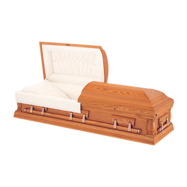Matte-finish oak coffin