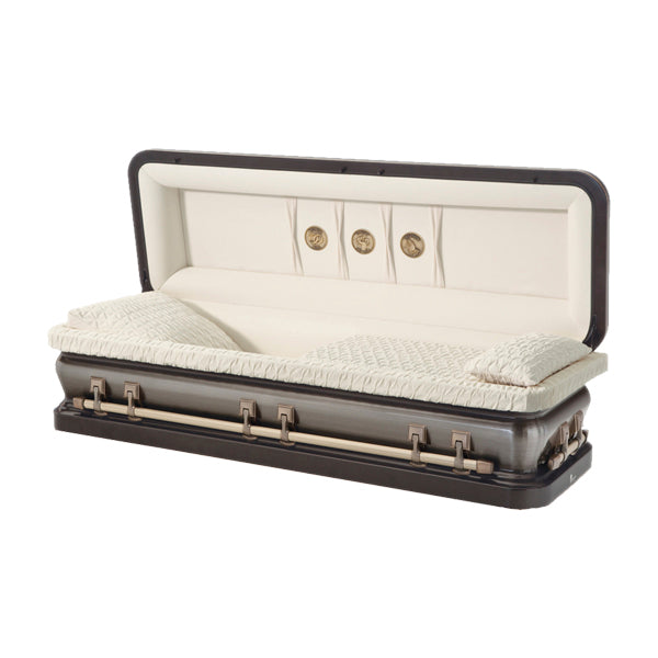 18-gauge steel casket, golden granite