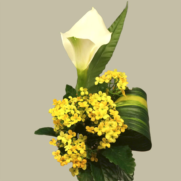 Bouquet jaune et blanc en soie