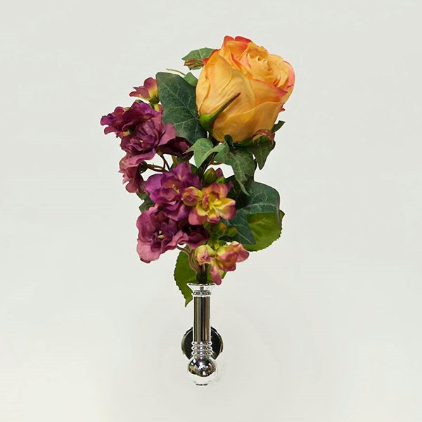 Rose et violettes pour vase à niche